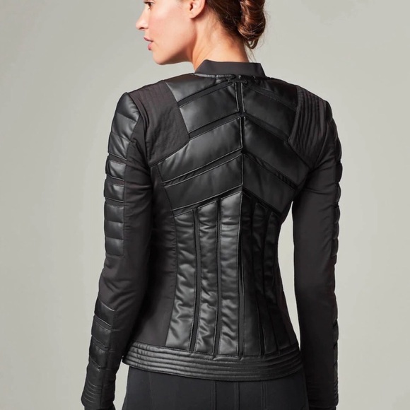 NWT! blanc noir Black Quilted Leather Jacket - Picture 4 of 15